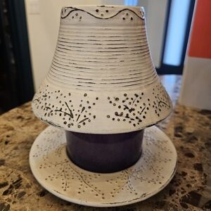 Yankee Candle Large Stoneberry Shade & Plate RARE WHITE Set Jar Candle Topper 👀